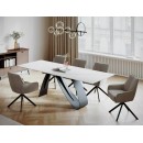 Стол обеденный SIGNAL DIUNA Ceramic Statuario Venato белый/черный мат 160-240/90